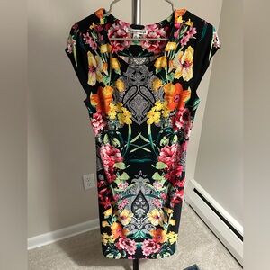 Black multi colored floral dress size 12 Madison Leigh